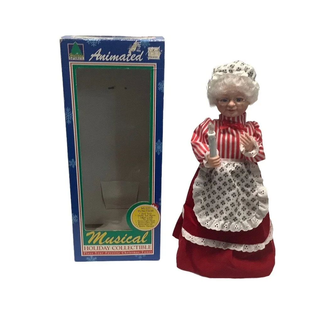 Vtg Holiday Spirit Animated Musical X Mas Mrs‎ Claus Plays 3 Songs Jingle Bell